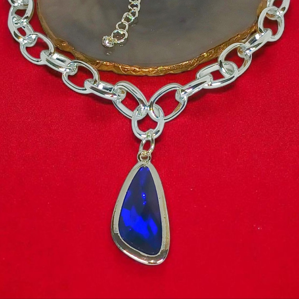 HP🎉🎉 Chunky Blue Stone Pendant Necklace New Age Grunge Baddie Street 90s 1990s